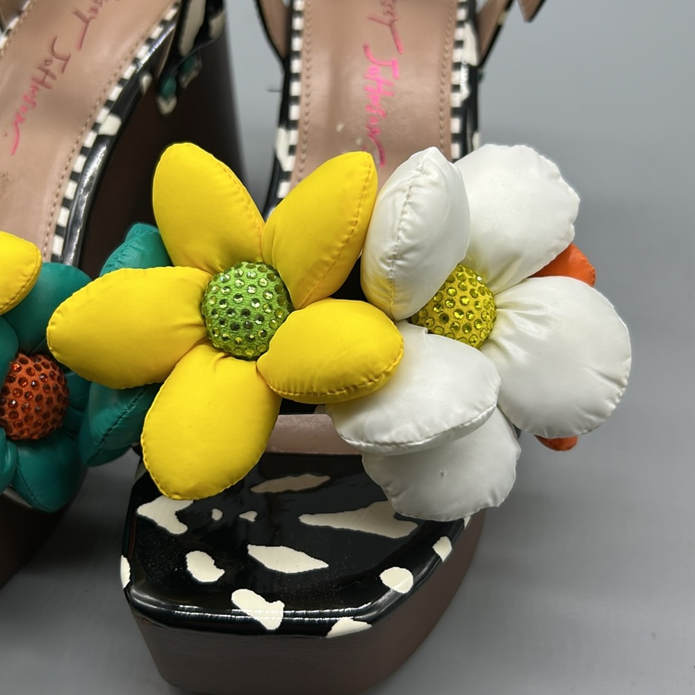 Betsey Johnson Black and White Floral Heels - Picture 6 of 8
